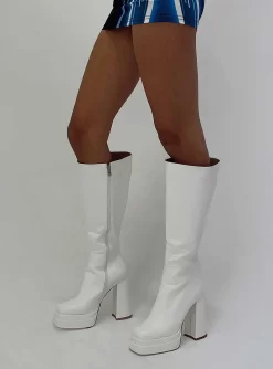 Princess Polly Grande Platform Boots White