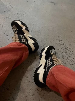 Princess Polly Sevani Houndstooth Sneakers Black -Fashion shoes 000 48fb96ce 106c 46eb 80a6 c8ca45b347e2