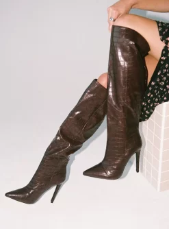 Princess Polly Leighton Boots Brown