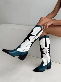 Princess Polly Izzard Western Boot Black / Navy