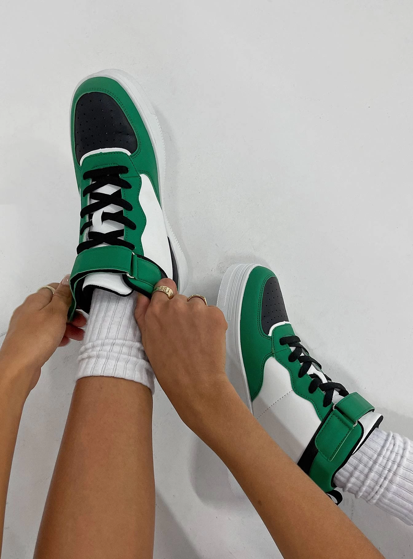 Princess Polly Rylee Sneakers Green / White 1 Princess Polly Rylee Sneakers Green / White