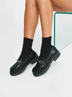 Princess Polly Saxton Loafers Black