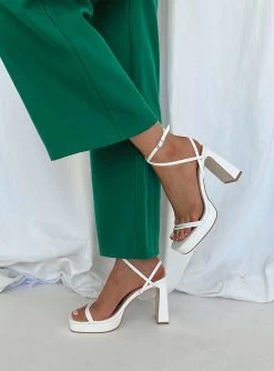 Princess Polly Tessie Ankle Strap Heel Matte White