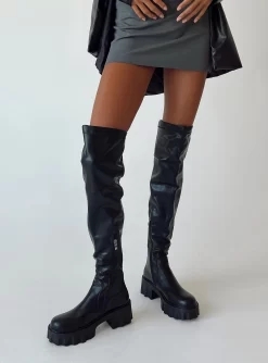 Princess Polly Costello Over The Knee Boots Black