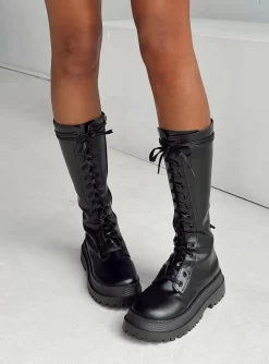 Princess Polly Rothwell Combat Boots Black
