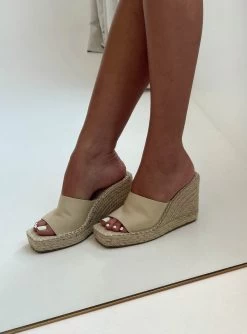 Princess Polly Bronte Wedged Heels Natural Canvas