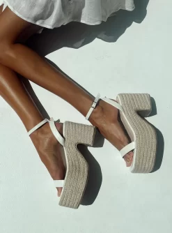 Princess Polly Gianni Espadrille Platform Heels White