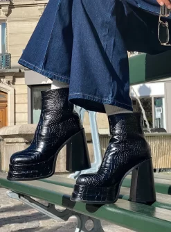 Princess Polly Benon Platform Ankle Boots Black