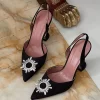 Princess Polly Alena Jewel Slingback Heels Black