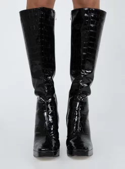 Princess Polly Montgomery Boot Black Croc 9 Princess Polly Montgomery Boot Black Croc -Fashion shoes 1 a7cd60be 87ce 4856 992c cba271afdfd3