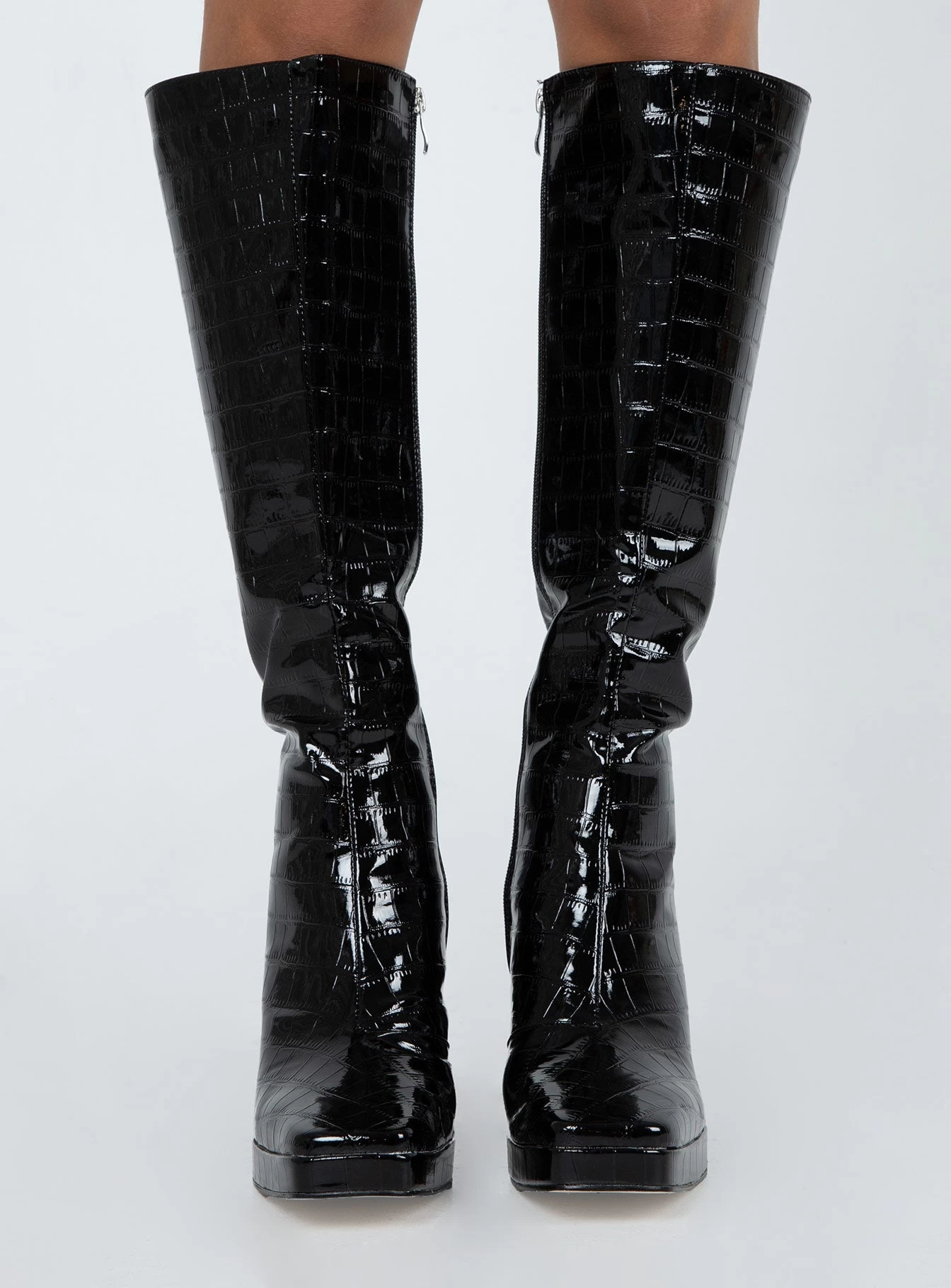 Princess Polly Montgomery Boot Black Croc 3 Princess Polly Montgomery Boot Black Croc - Image 3