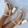Princess Polly Nightfall Ankle Strap Block Heels Matte White