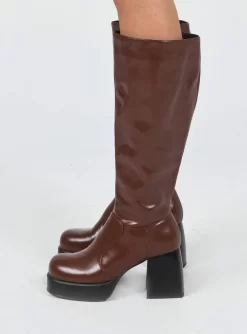 Princess Polly Sade Knee High Boots Brown -Fashion shoes 2 143ec7e2 c53b 4166 bddc 3de96445950a