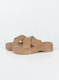 Princess Polly Kora Corduroy Sandals Beige -Fashion shoes 2 49439cd2 9fe0 4df9 80b4 3dcfc1c883ad