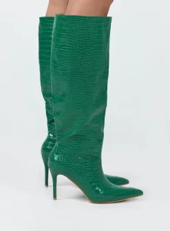Princess Polly Yorke Knee High Boots Green -Fashion shoes 2 6bc5855c 6bdc 42da a666 a311c56ee6fa