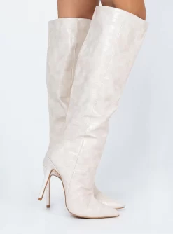 Princess Polly Leighton Boots Cream Croc -Fashion shoes 2 8 b5b0c572 15ea 4f93 8969 b297777b7de9