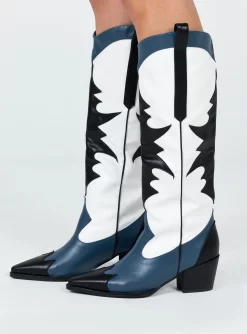 Princess Polly Izzard Western Boot Black / Navy -Fashion shoes 2 fcacc83d 1ff4 4ced af6c 23c230a2a53a