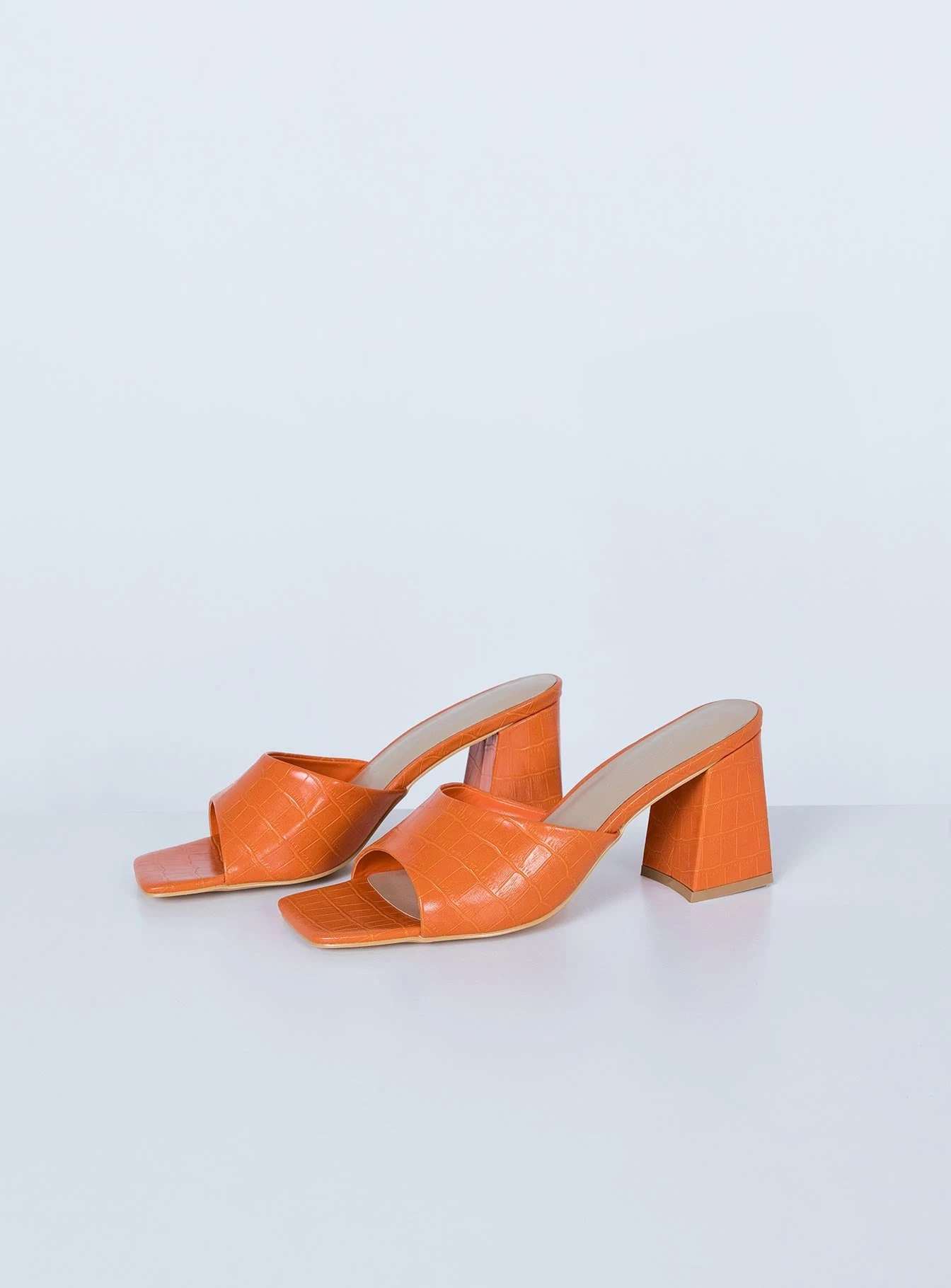 Princess Polly Sunset Boulevard Heels Orange Croc 3 Princess Polly Sunset Boulevard Heels Orange Croc - Image 3
