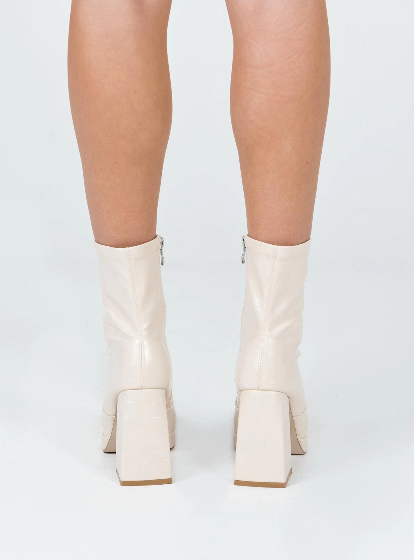 Princess Polly Eastern Boots Beige Croc 4 Princess Polly Eastern Boots Beige Croc - Image 4