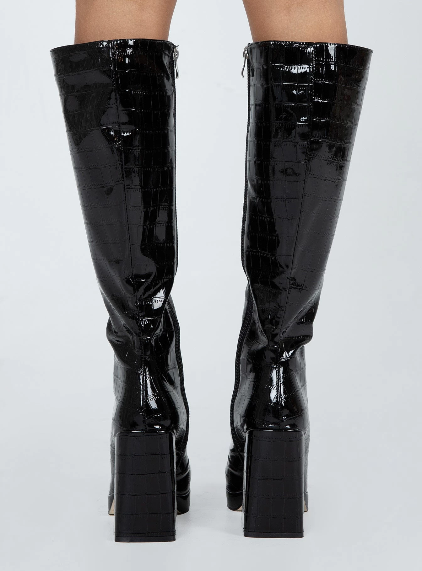 Princess Polly Montgomery Boot Black Croc 5 Princess Polly Montgomery Boot Black Croc - Image 5