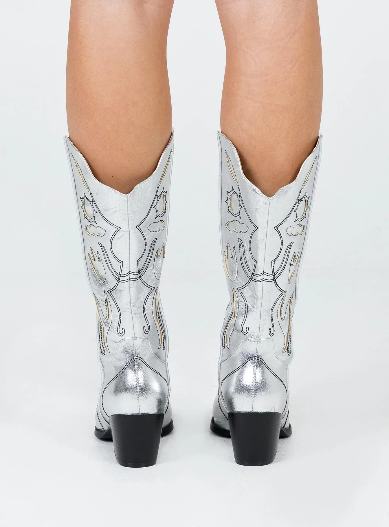 Princess Polly Rosewood Boots Silver 4 Princess Polly Rosewood Boots Silver - Image 4