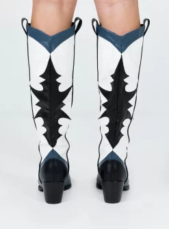 Princess Polly Izzard Western Boot Black / Navy -Fashion shoes 3 df5f9b04 7352 473b a29b 72eca5600b0f