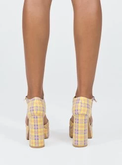 Princess Polly Chabert Platform Heels Yellow / Check -Fashion shoes 3 fff46e57 5c57 46b2 9338 83a7ef5d011e