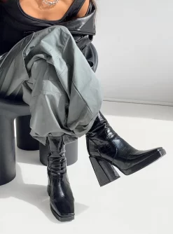 Princess Polly Jamie Croc Platform Boots Black 12 Princess Polly Jamie Croc Platform Boots Black -Fashion shoes Jamie Croc Platform Boots 0