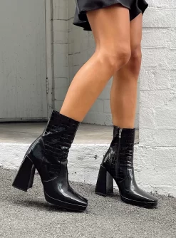 Princess Polly Jamie Croc Platform Boots Black 13 Princess Polly Jamie Croc Platform Boots Black -Fashion shoes Jamie Croc Platform Boots 1