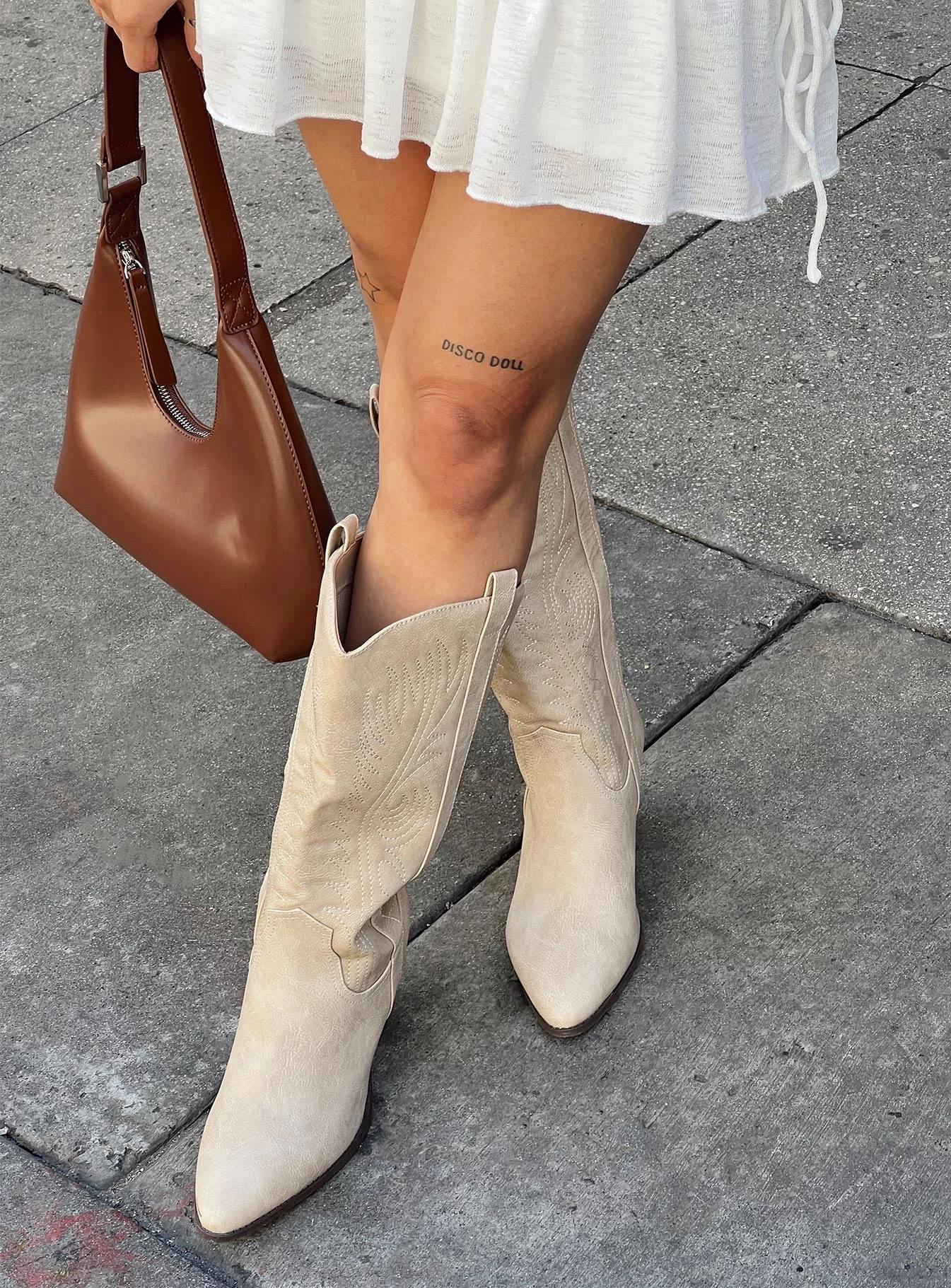 Princess Polly Zane Western Boot Stone 1 Princess Polly Zane Western Boot Stone